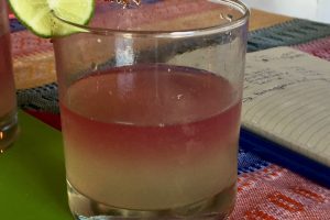 Margarita with pink and lemon colored layers